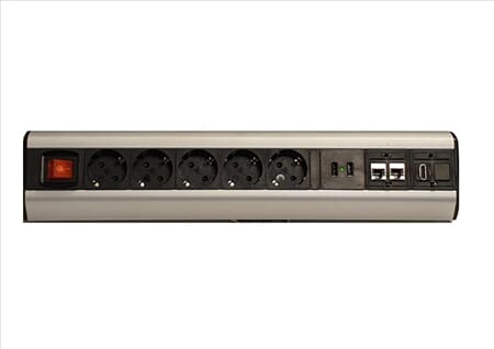 El-panel. 5 strøm - 2 USB - 2 RJ45 - HDMI