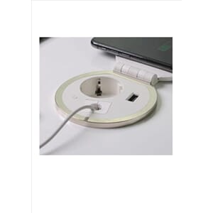 Mini el-panel. 1 strøm - 1 USB - trådløs lading